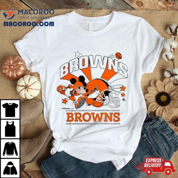 Mickey Mouse Player Cleveland Browns Football Helmet Logo Character Shirt