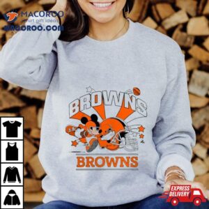 Mickey Mouse Player Cleveland Browns Football Helmet Logo Character Tshirt