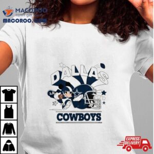 Mickey Mouse Player Dallas Cowboys Football Helmet Logo Character Tshirt