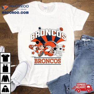 Mickey Mouse Player Denver Broncos Football Helmet Logo Character Tshirt