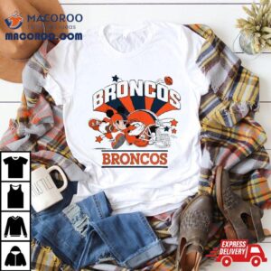 Mickey Mouse Player Denver Broncos Football Helmet Logo Character Tshirt