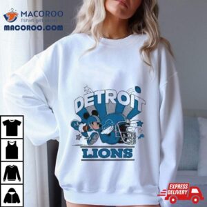 Mickey Mouse Player Detroit Lions Football Helmet Logo Character Tshirt