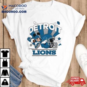 Mickey Mouse Player Detroit Lions Football Helmet Logo Character Tshirt