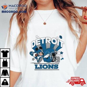 Mickey Mouse Player Detroit Lions Football Helmet Logo Character Tshirt