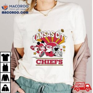 Mickey Mouse Player Kansas City Chiefs Football Helmet Logo Character Tshirt