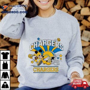 Mickey Mouse Player Los Angeles Chargers Football Helmet Logo Character Tshirt