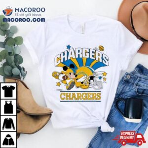 Mickey Mouse Player Los Angeles Chargers Football Helmet Logo Character Tshirt