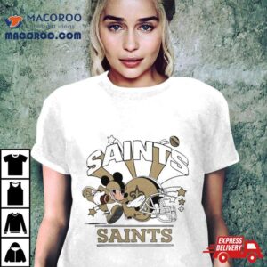 Mickey Mouse Player New Orleans Saints Football Helmet Logo Character Tshirt