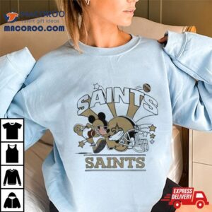 Mickey Mouse Player New Orleans Saints Football Helmet Logo Character Tshirt