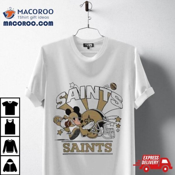 Mickey Mouse Player New Orleans Saints Football Helmet Logo Character Shirt