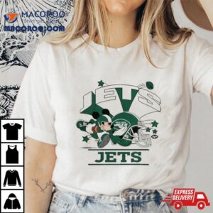 Mickey Mouse Player New York Jets Football Helmet Logo Character Tshirt