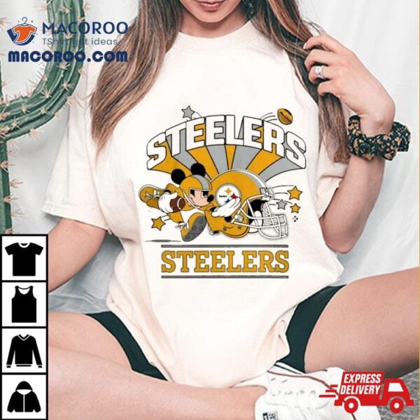 Mickey Mouse Player Pittsburgh Steelers Football Helmet Logo Character Shirt