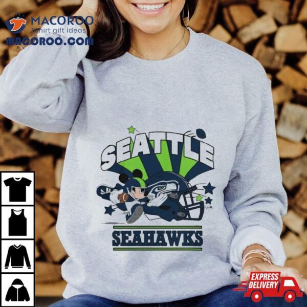 Mickey Mouse Player Seattle Seahawks Football Helmet Logo Character Shirt