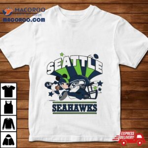 Mickey Mouse Player Seattle Seahawks Football Helmet Logo Character Tshirt