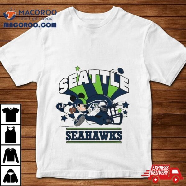 Mickey Mouse Player Seattle Seahawks Football Helmet Logo Character Shirt