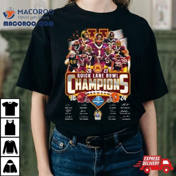 Minnesota Golden Gophers 2023 Quick Lane Bowl Champions Signatures Shirt