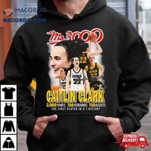 Ms Caitlin Clark Iowa Hawkeyes The First Player In D History Tshirt