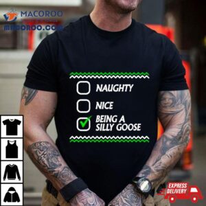 Naughty Nice Being A Silly Goose Tacky Ugly Christmas Tshirt
