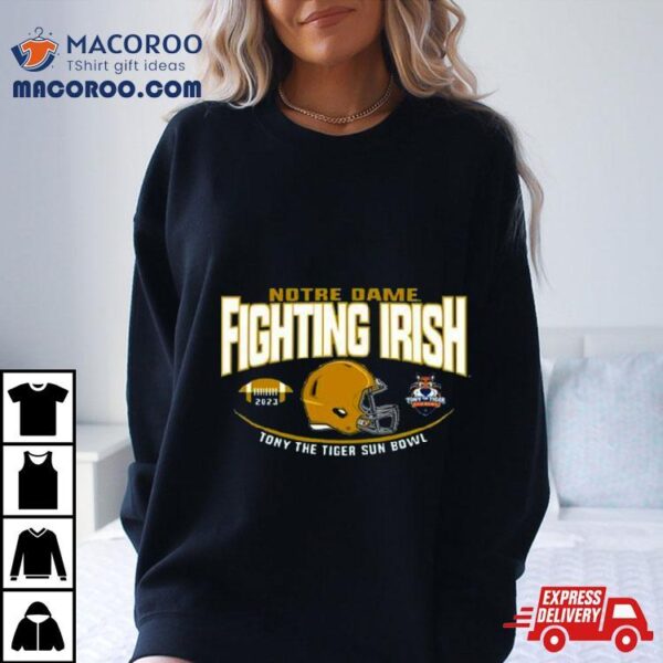 Notre Dame Fighting Irish 2023 Tony The Tiger Sun Bowl Head To Head Shirt