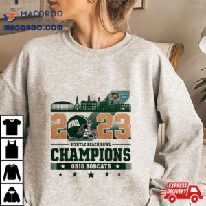 Ohio Bobcats Football White Design Myrtle Beach Bowl Champions Tshirt