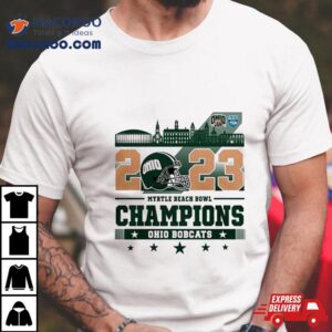 Ohio Bobcats Football White Design Myrtle Beach Bowl Champions Tshirt