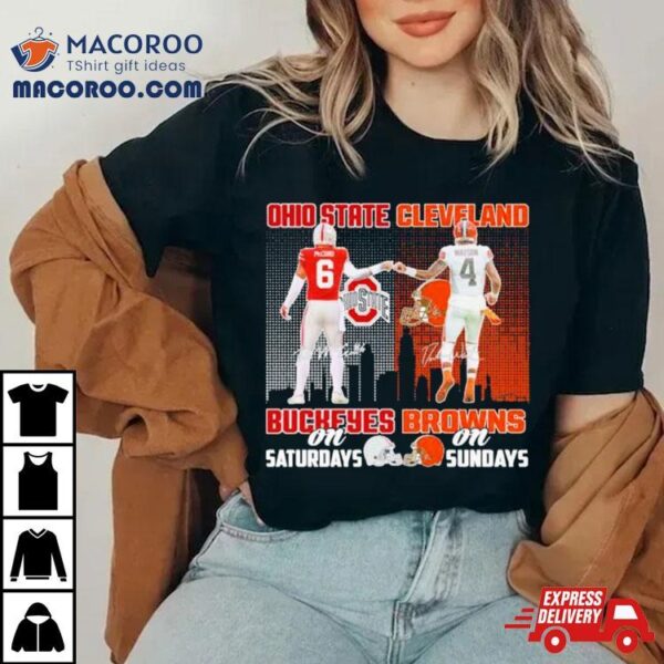 Ohio State Buckeyes On Saturdays Cleveland Browns On Sundays 2023 Shirt