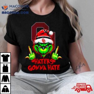 Oklahoma Sooners Grinch Santa Middle Finger Haters Gonna Hate Tshirt