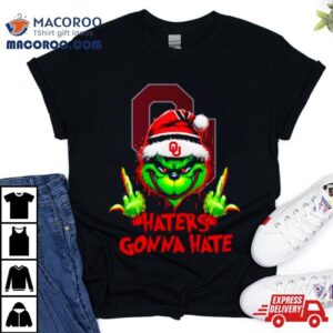 Oklahoma Sooners Grinch Santa Middle Finger Haters Gonna Hate Tshirt