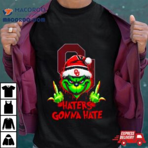 Oklahoma Sooners Grinch Santa Middle Finger Haters Gonna Hate Tshirt