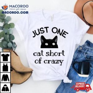 One Cat Short Of Crazy Funny Quote Black Cat Shirt