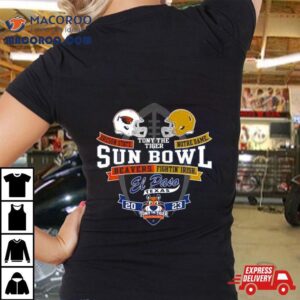 Oregon State Beavers Vs Notre Dame Fighting Irish Blue Unisex Tony The Tiger Sun Bowl Head To Head Helmet Tshirt