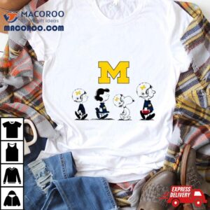 Peanuts Characters Snoopy Waking Michigan Wolverines Football Tshirt