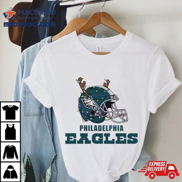 Philadelphia Eagles Helmet Deer Antlers Christmas T Shirt