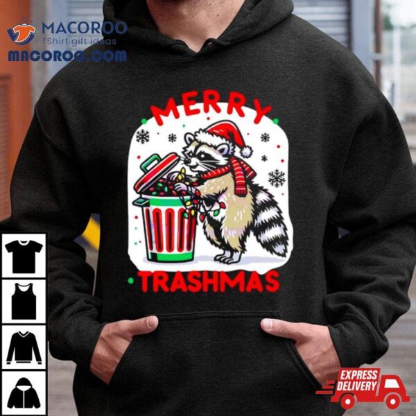 Raccoon Santa Merry Trashmas Christmas Shirt