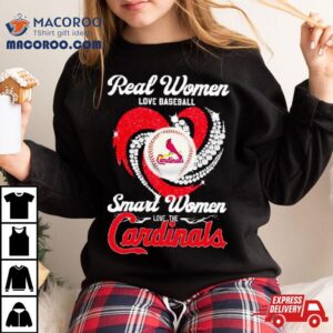 Real Women Love Baseball Smart Women Love The Arizona Cardinals Baseball Diamond Heart Shirt