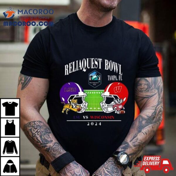 Reliaquest Bowl Lsu Vs Wisconsin Raymond James Stadium Tampa Fl College Bowl Games 2023 2024 Head To Head Helmet Shirt