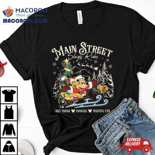 Retro Main Street Sleigh Rides Merry Christmas T Shirt