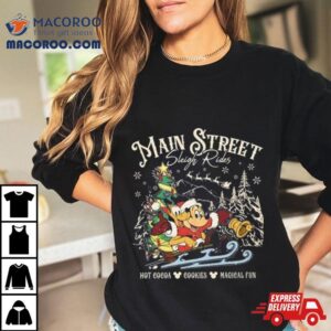 Retro Main Street Sleigh Rides Merry Christmas Tshirt