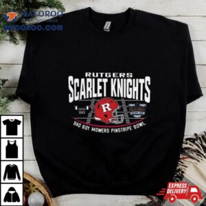 Rutgers Scarlet Knights Red Bad Boy Mowers Pinstripe Bowl Helmet Tshirt