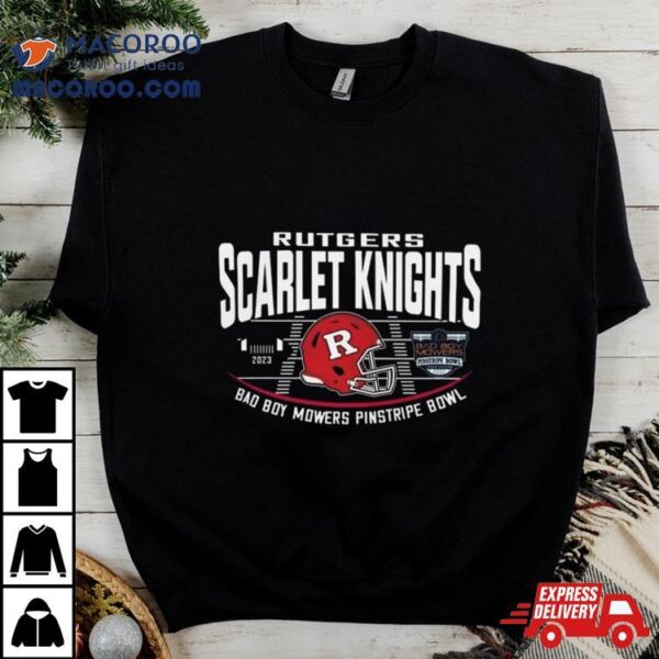 Rutgers Scarlet Knights Red 2023 Bad Boy Mowers Pinstripe Bowl Helmet T Shirt