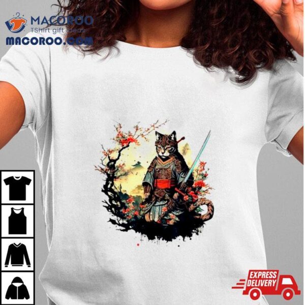 Samurai Cat Japanese Ninja Kitty Art Shirt