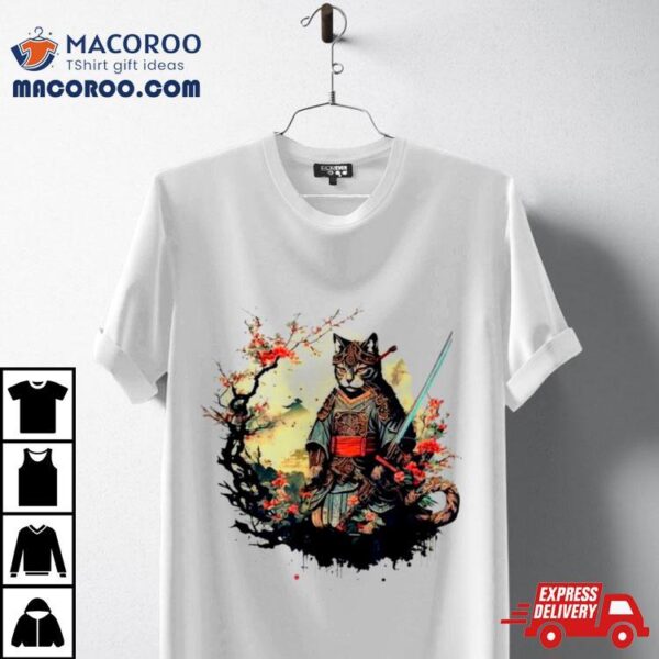 Samurai Cat Japanese Ninja Kitty Art Shirt