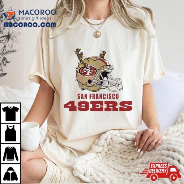 San Francisco 49ers Helmet Deer Antlers Christmas T Shirt