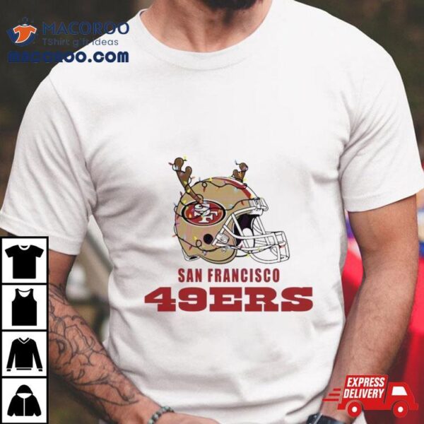 San Francisco 49ers Helmet Deer Antlers Christmas T Shirt