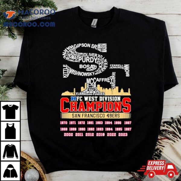 San Francisco 49ers Players Names 2023 Nfc West Division Champions Shirt