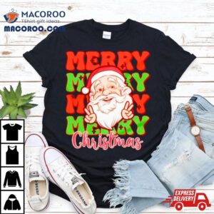 Santa Christmas Merry Merry Merry Christmas Tshirt