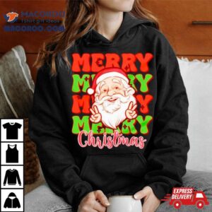 Santa Christmas Merry Merry Merry Christmas Tshirt