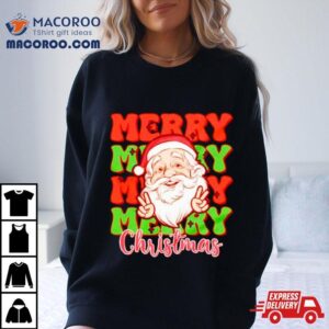 Santa Christmas Merry Merry Merry Christmas Tshirt