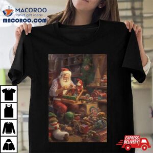 Santa Claus Is Making Decorations Christmas Tshirt