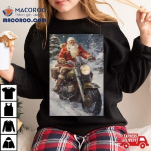 Santa Claus Ride A Motorcycle Christmas Tshirt